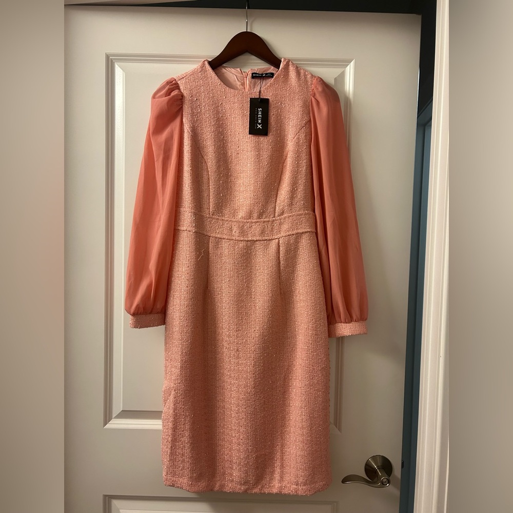 Shein pink tweed dress